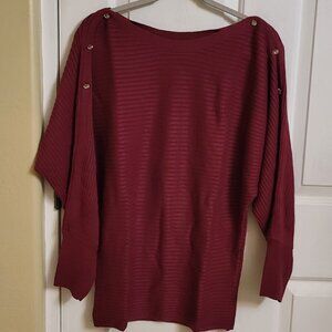 Skinny girl Burgundy Rhinestone Accents sweater Size Small NWOT